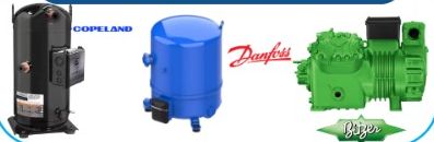 Compressores: Copeland · Danfoss · Bitzer